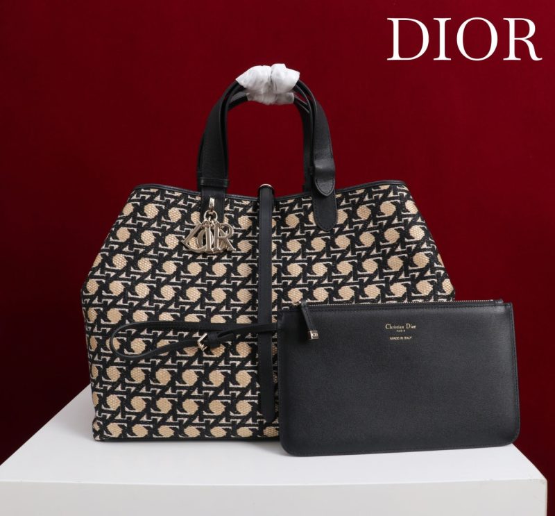 CD Toujours Bag 37 Diamond Black Beige Leather