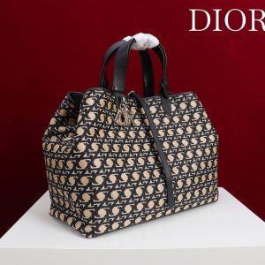 CD Toujours Bag 37 Diamond Black Beige Leather
