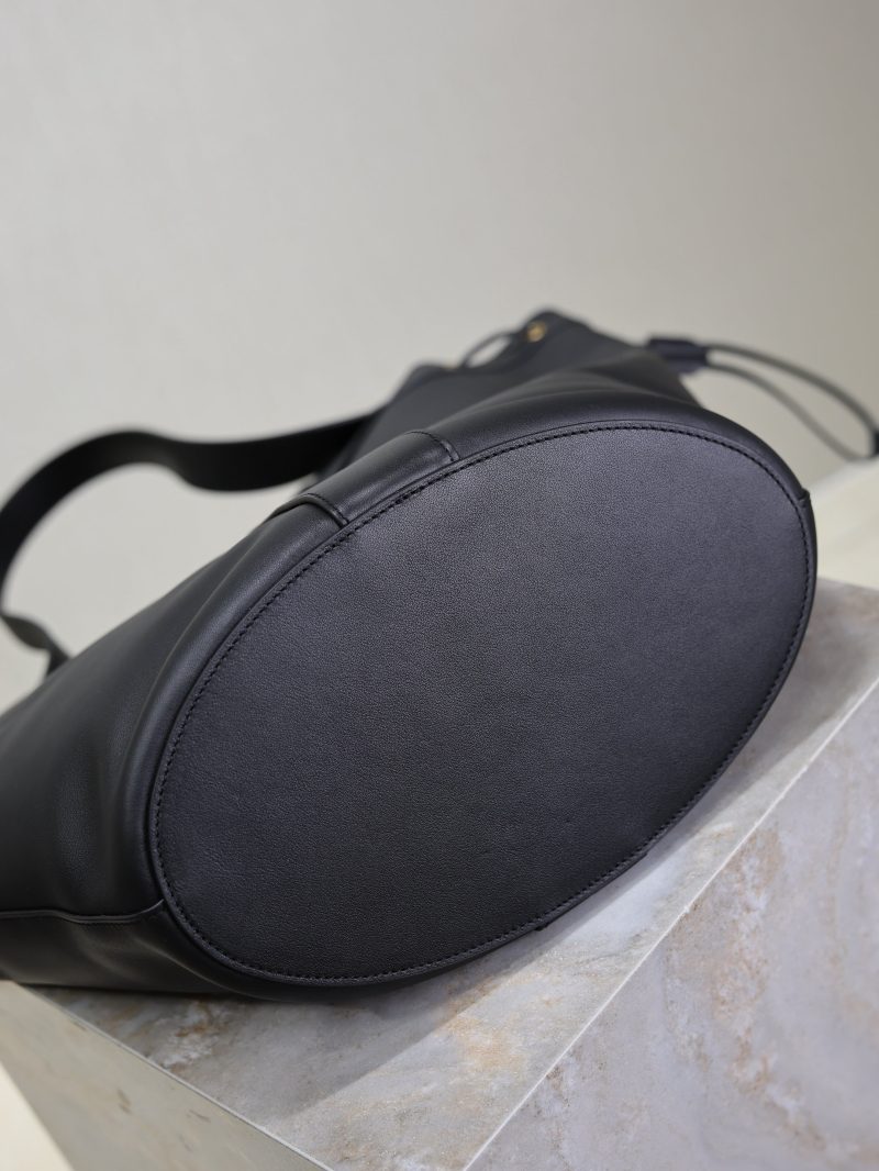 Y Large Leather HOBO Bag Black Leather