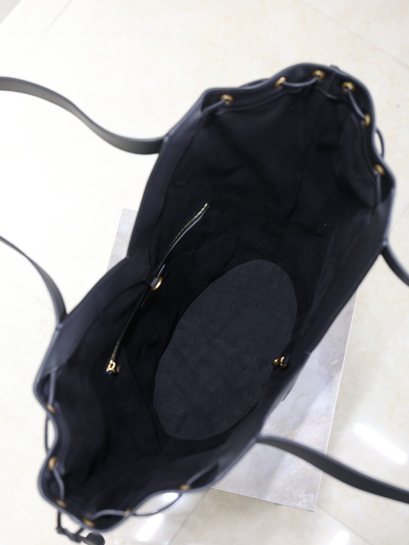 Y Large Leather HOBO Bag Black Leather