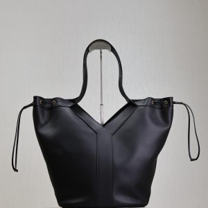 Y Large Leather HOBO Bag Black Leather