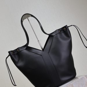 Y Large Leather HOBO Bag Black Leather
