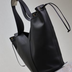 Y Large Leather HOBO Bag Black Leather