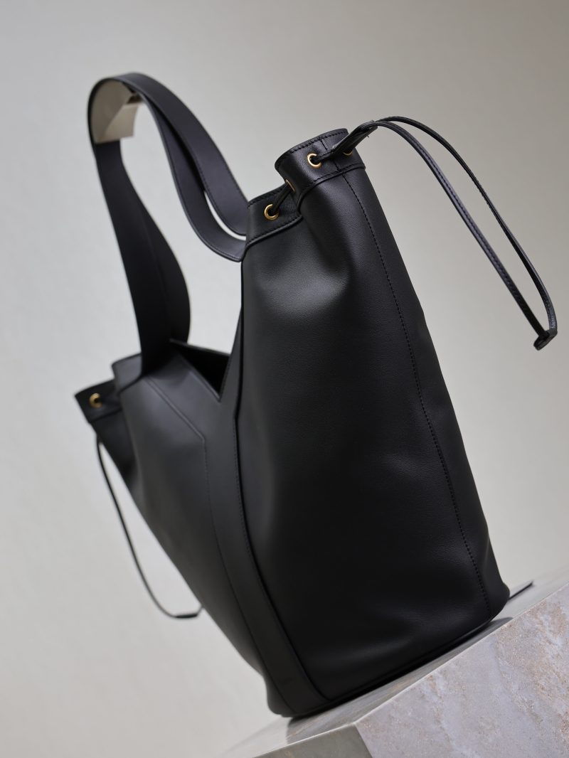 Y Large Leather HOBO Bag Black Leather