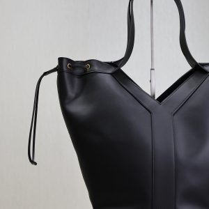 Y Large Leather HOBO Bag Black Leather