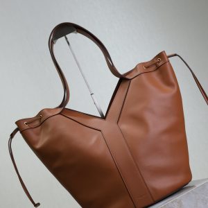 Y Large Leather HOBO Bag Caramel Leather