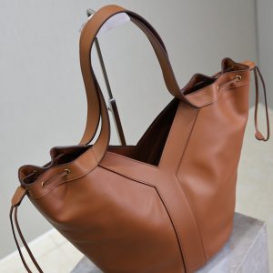 Y Large Leather HOBO Bag Caramel Leather