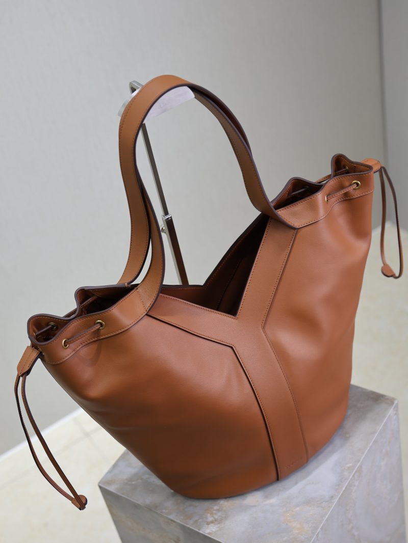 Y Large Leather HOBO Bag Caramel Leather