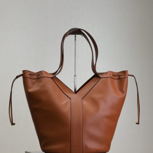 Y Large Leather HOBO Bag Caramel Leather