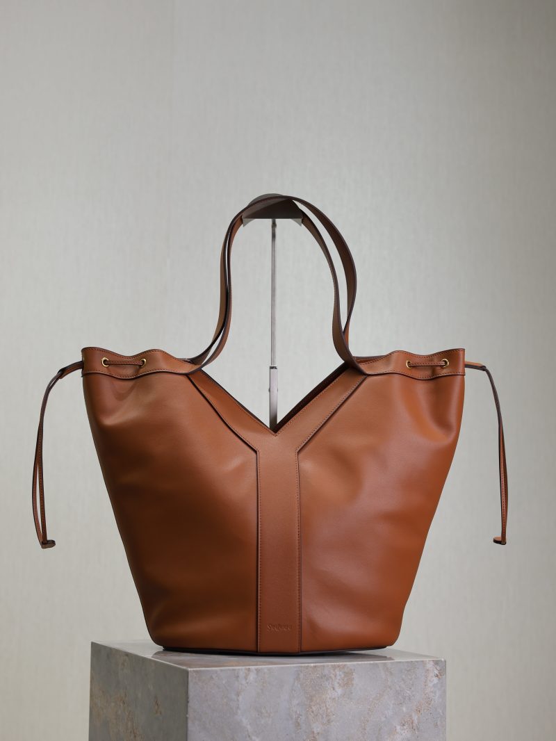 Y Large Leather HOBO Bag Caramel Leather
