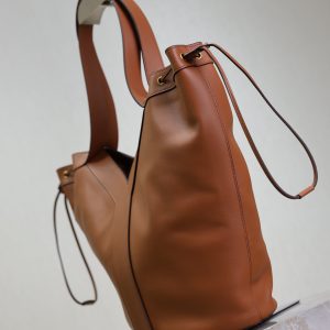 Y Large Leather HOBO Bag Caramel Leather