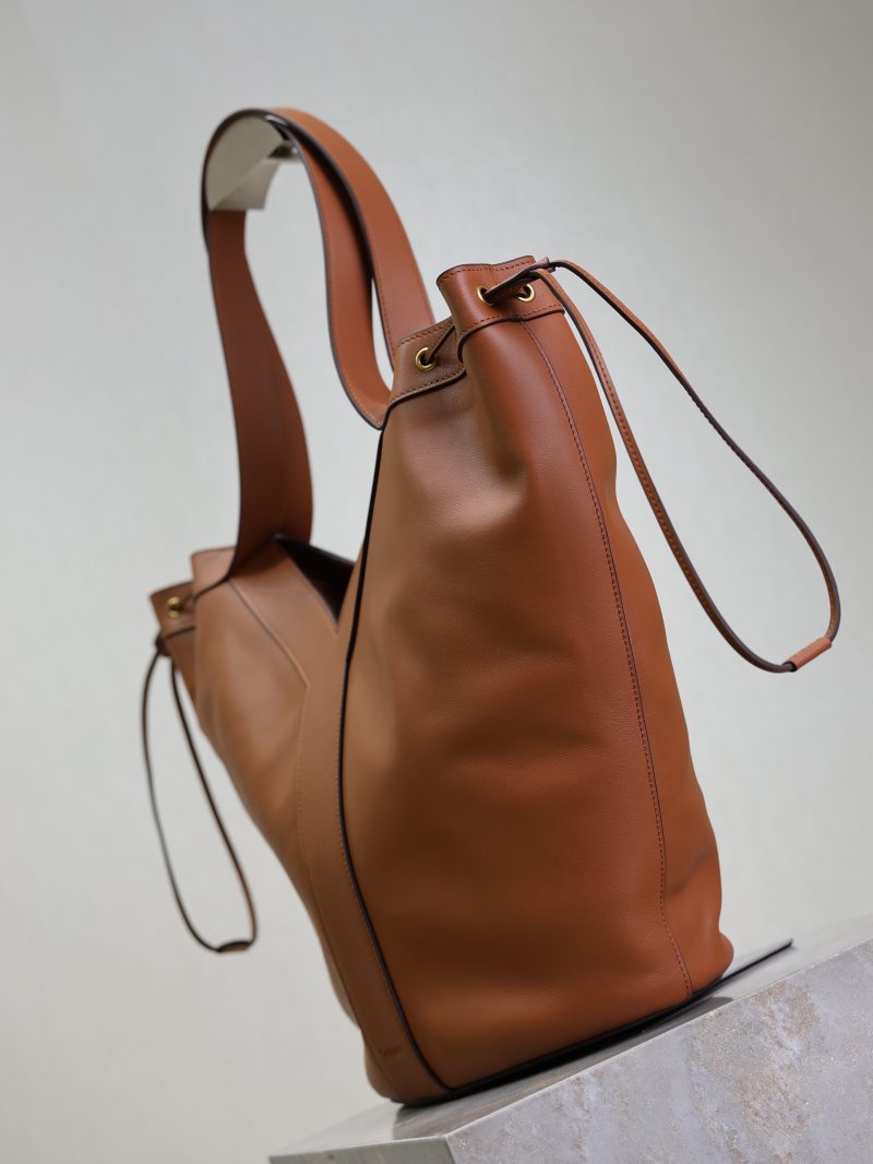 Y Large Leather HOBO Bag Caramel Leather