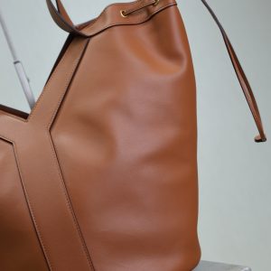 Y Large Leather HOBO Bag Caramel Leather