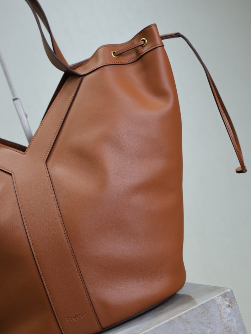 Y Large Leather HOBO Bag Caramel Leather