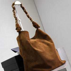 AMALIA Tote Bag 40cm Dark Brown Suede GHW