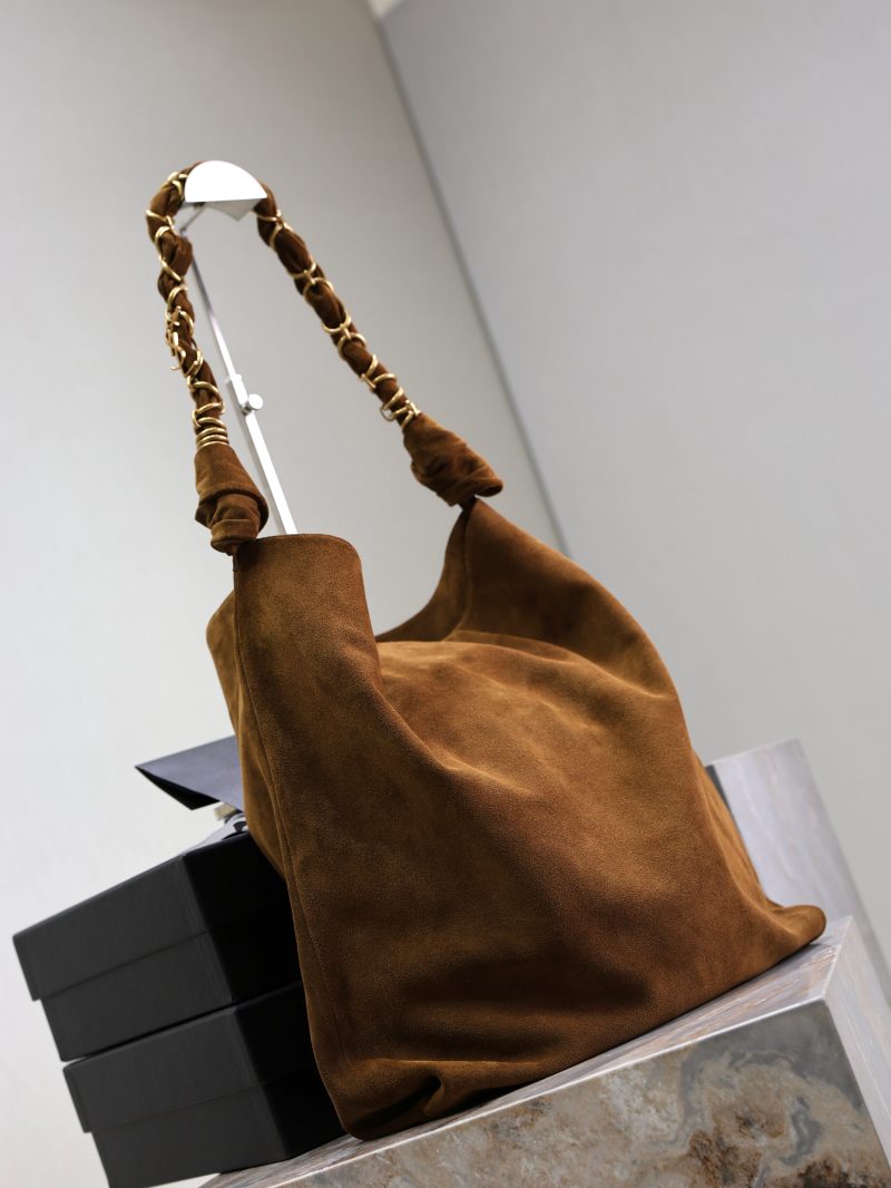 AMALIA Tote Bag 40cm Dark Brown Suede GHW