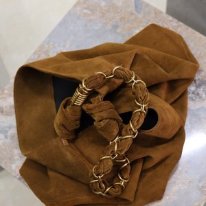 AMALIA Tote Bag 40cm Dark Brown Suede GHW