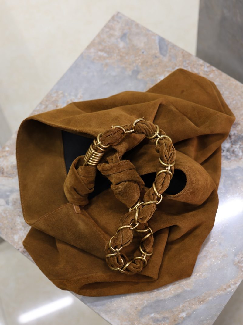 AMALIA Tote Bag 40cm Dark Brown Suede GHW