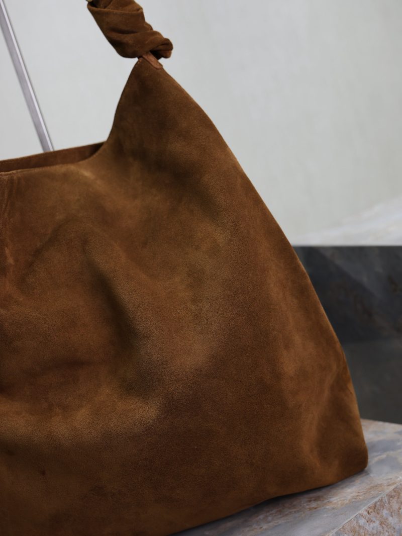 AMALIA Tote Bag 40cm Dark Brown Suede GHW