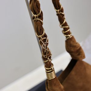 AMALIA Tote Bag 40cm Dark Brown Suede GHW