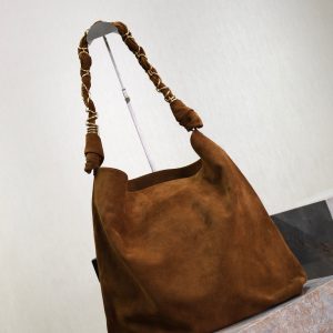 AMALIA Tote Bag 40cm Dark Brown Suede GHW
