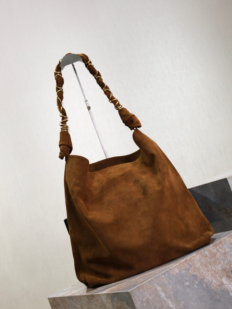 AMALIA Tote Bag 40cm Dark Brown Suede GHW