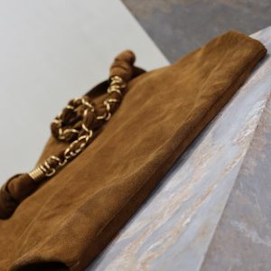 AMALIA Tote Bag 40cm Dark Brown Suede GHW