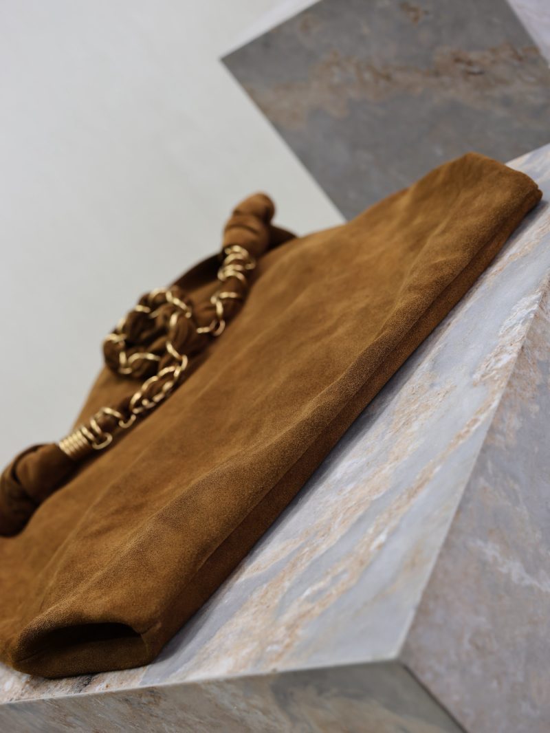 AMALIA Tote Bag 40cm Dark Brown Suede GHW