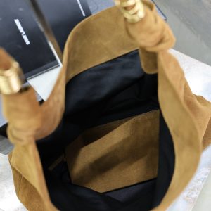 AMALIA Tote Bag 40cm Dark Brown Suede GHW