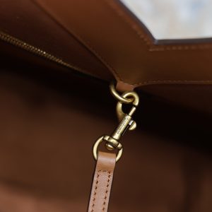 Y Tote Bag Beige Brown Canvas Leather