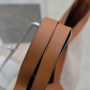 Y Tote Bag Beige Brown Canvas Leather