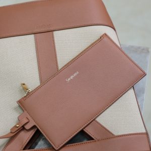 Y Small Bucket 23cm Caramel Beige Canvas Leather