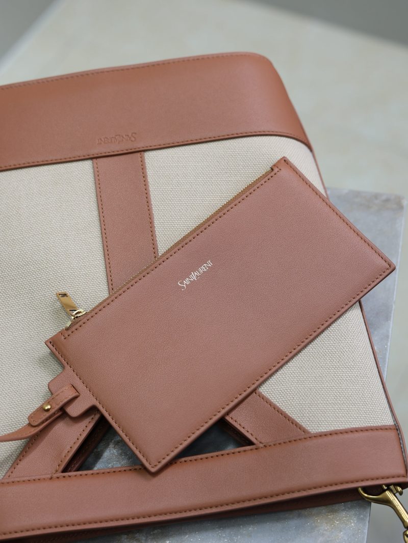 Y Small Bucket 23cm Caramel Beige Canvas Leather