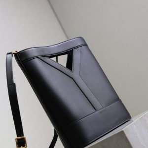 Y Small Bucket 23cm Black Leather