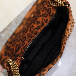 YSL 26cm Calypso Chain Bag Brown Leopard Printed Canvas