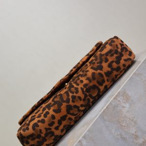 YSL 26cm Calypso Chain Bag Brown Leopard Printed Canvas