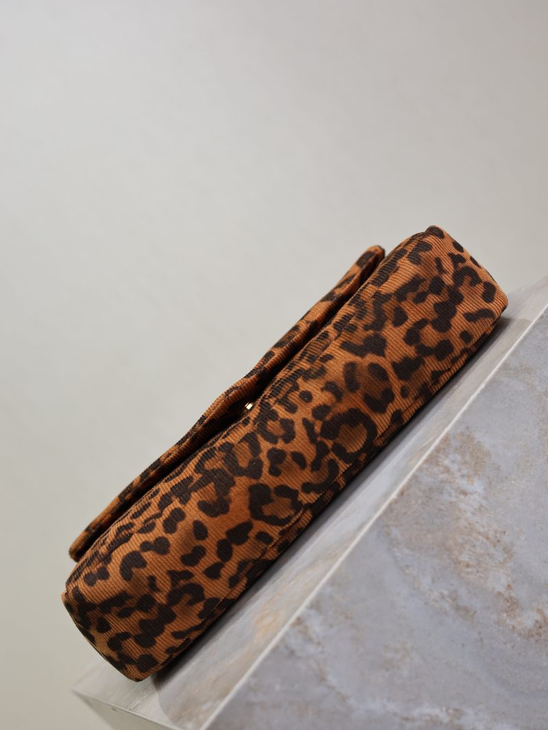 YSL 26cm Calypso Chain Bag Brown Leopard Printed Canvas