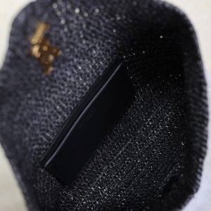 Envelope Clutch 29cm Black Raffia Leather