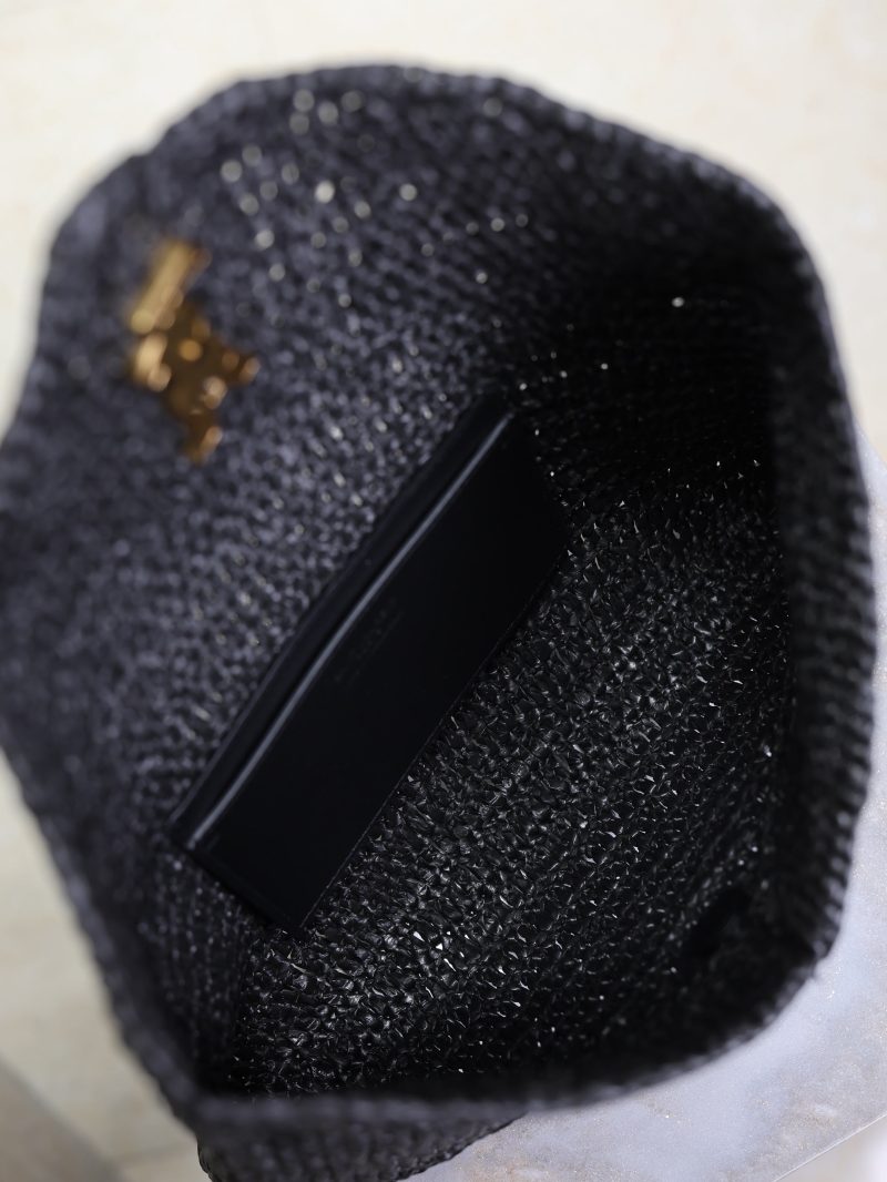 Envelope Clutch 29cm Black Raffia Leather