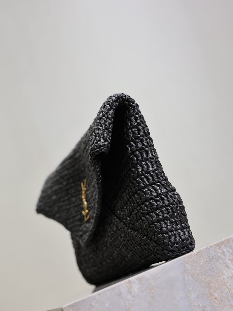 Envelope Clutch 29cm Black Raffia Leather