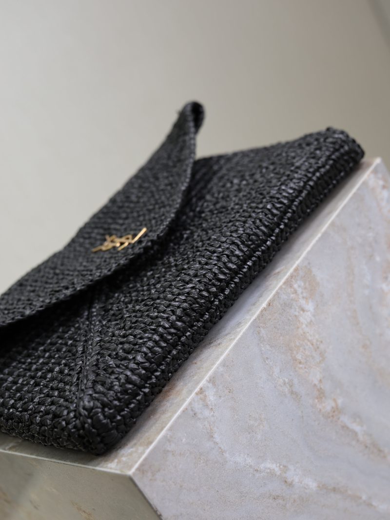 Envelope Clutch 29cm Black Raffia Leather