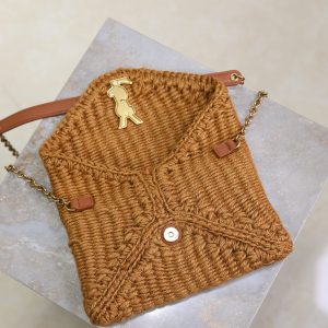 Calypso Bag 19cm Brown Rope Woven Leather