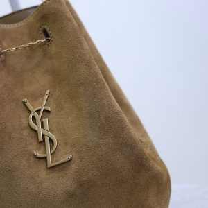Pochon Bucket Bag 20cm Brown Suede Bronze-Tone HW