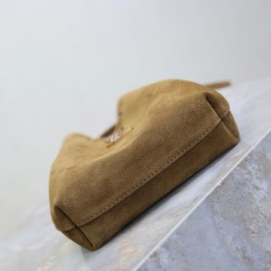 Pochon Bucket Bag 20cm Brown Suede Bronze-Tone HW