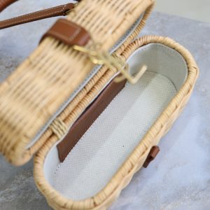 YSL Vanity Bag Beige Brown Raffia Cowhide