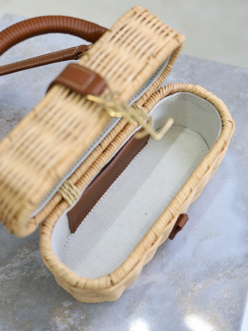 YSL Vanity Bag Beige Brown Raffia Cowhide