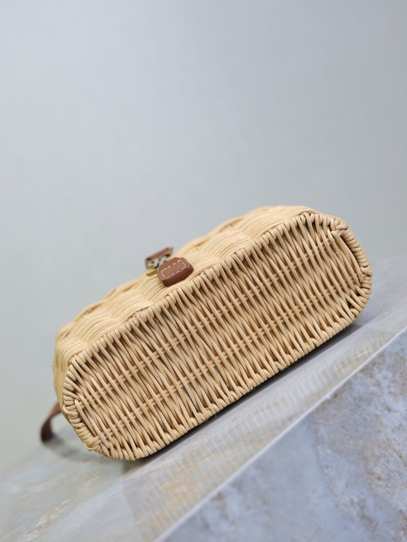 YSL Vanity Bag Beige Brown Raffia Cowhide