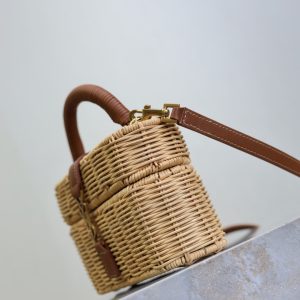 YSL Vanity Bag Beige Brown Raffia Cowhide