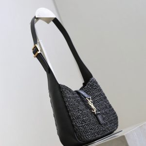 LE 5A7 Mini 15cm Black Raffia Leather GHW