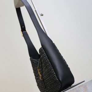 LE 5A7 Mini 15cm Black Raffia Leather GHW